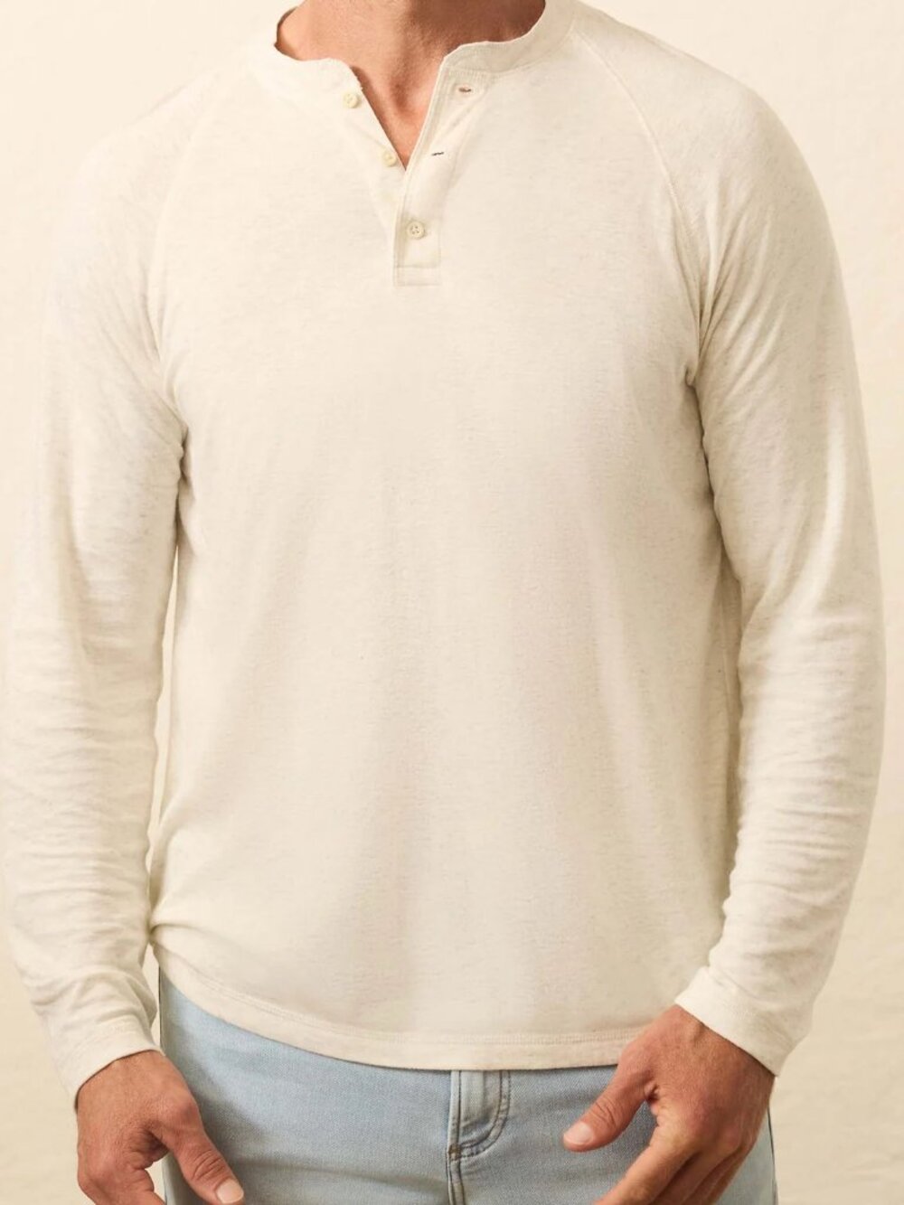 Faherty Men's Cloud Long Sleeve Henley Size L & XL NWT Ivory Heather